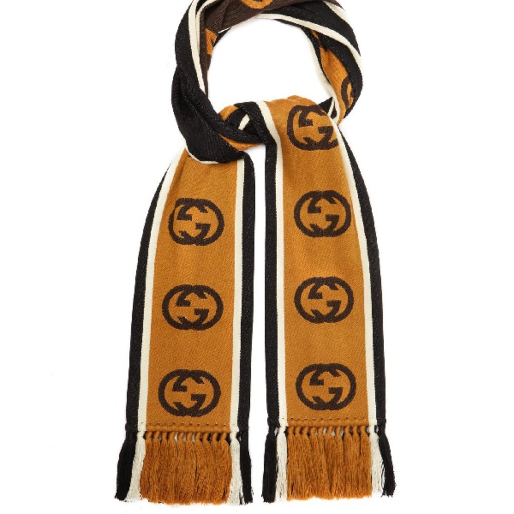 Gucci GG-jacquard Striped Wool-blend Scarf NEW WITH TAGS - Picture 2 of 9